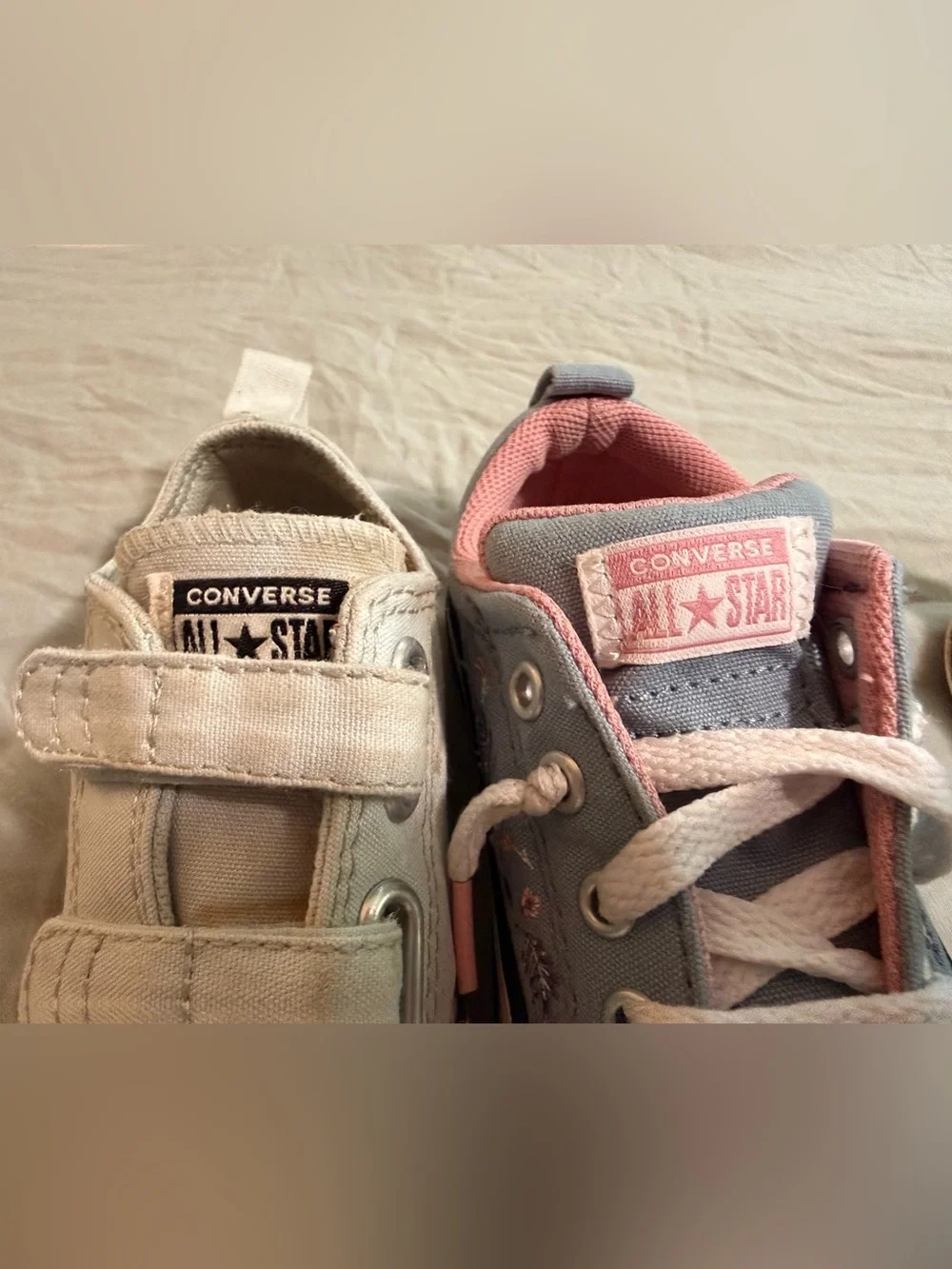 Converse Little Kids Low-Top Sneakers in Blue and Light Gray with Pink Accents